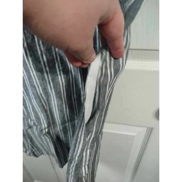 J Jill Dress Womens L Gray Striped Love 100 Linen Midi Coastal Lagenlook Beach - Picture 5 of 8